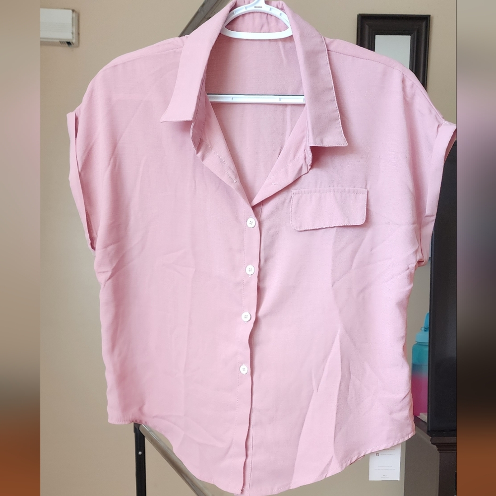 NWT  Pink Button Down Top